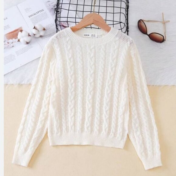 Joe Fresh Women's Pullover Sweater Size Small Ivory 100% Acrylic Cable Knit - Picture 1 of 9